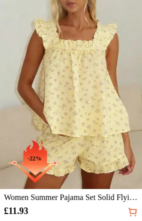 Women Summer Pajama Set Solid...