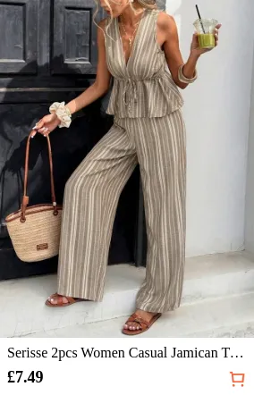 Serisse 2pcs Women Casual Jamican...