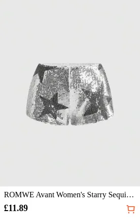 ROMWE Avant Women's Starry Sequin Decorated Ultra Low Waist Mini Shorts, Suitable For Music Festivals, Banquets, Concerts, Parties, Daily Wear And More Occasions