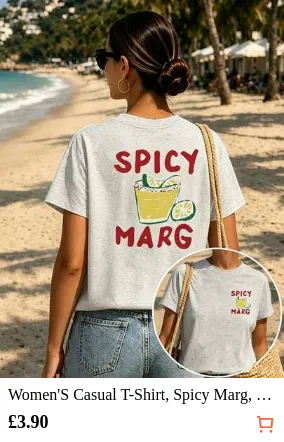 Women'S Casual T-Shirt, Spicy Marg, Spicy Margarita Front And Bac,Cotton Top,Clothes T Shirts ForMen And Women Tops,Summer Outfit,Summer Clothes Women