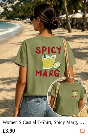 Women'S Casual T-Shirt, Spicy Marg, Spicy Margarita Front And Bac,Cotton Top,Clothes T Shirts ForMen And Women Tops,Summer Outfit,Summer Clothes Women