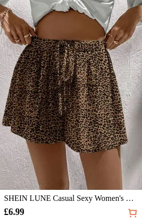 SHEIN LUNE Casual Sexy Women's Printed Shorts Suitable For Spring And Summer Vacation Beige