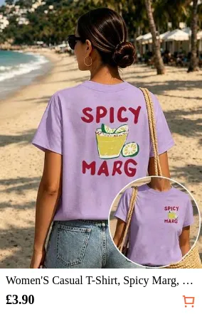 Women'S Casual T-Shirt, Spicy Marg, Spicy Margarita Front And Bac,Cotton Top,Clothes T Shirts ForMen And Women Tops,Summer Outfit,Summer Clothes Women