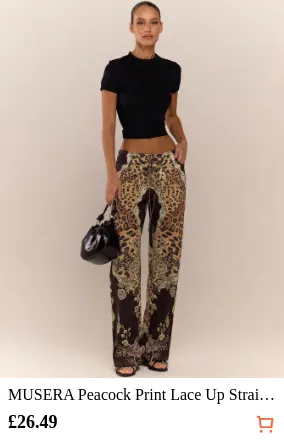 MUSERA Peacock Print Lace Up...