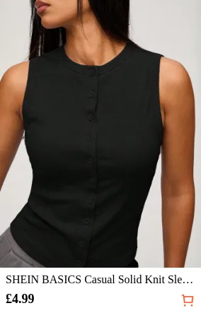 SHEIN BASICS Casual Solid Knit...