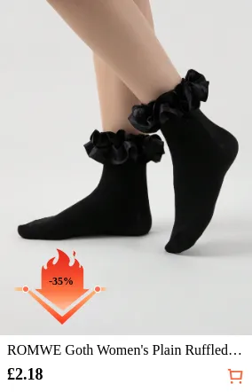 ROMWE Goth Women s Plain Ruffled...