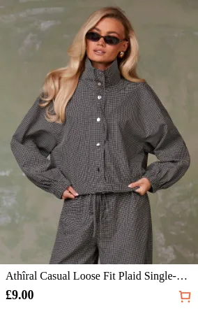 Athîral Casual Loose Fit Plaid...