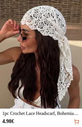 1pc Crochet Lace Headscarf...