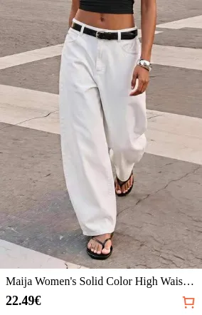 Maija Women's Solid Color High Waist Pocket Casual Tapered Long Pants Bar Off-White Going Out Holiday Panlakad Brunch Back-To-School Outfits Summer