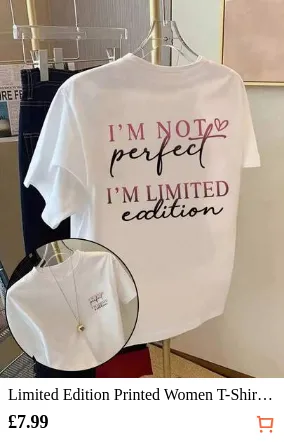 Limited Edition Printed Women T-Shirt | I'm Not Perfect, Casual Round Neck Short Sleeve Top, Fashionable For Spring/Summer White