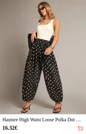 Hauture High Waist Loose Polka Dot Lantern Balloon Pants Loose Fit Relaxed Wide Leg Casual Streetwear Summer Vacation Elastic Cuff Trousers All Occasion Wear