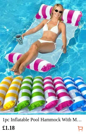 1pc Inflatable Pool Hammock With Mesh - Striped Adult Lounger, Suitable For Vacation, Party And Relaxation, Available In Pink, Yellow, White, Green, Blue And Other Colors, Outdoor Hammock, Essential For Beach And Pool, Great For Photography, Must Have