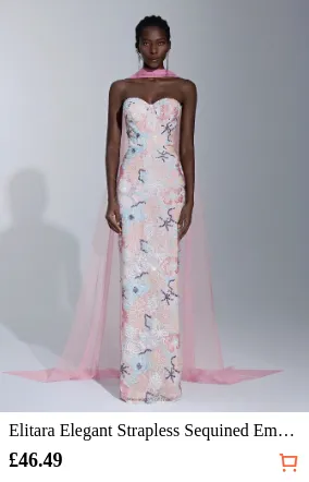 Elitara Elegant Strapless Sequined...