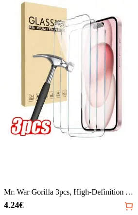 Mr. War Gorilla 3pcs, High-Definition Tempered Glass Screen Protector. Compatible With IPhone Ultra/18 Pro Max/18 Pro/18/17e/17 Pro Max/17 Air/16 Pro Max/16E/16 Plus/15 Pro Max/14/13/12/11 Pro Max/X/XR/XS Max And Other Series, Anti-Fingerprint, 9H Hardness, Shock-Resistant, Anti-Drop, Perfect Fit, Compatible With Phone Cases, High Transparency, High Definition, Fully Protect Your Phone.