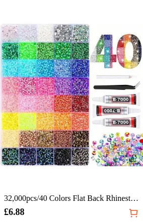 32,000pcs/40 Colors Flat Back Rhinestone Set, Multicolor Handmade Gemstone Kit With Pickup Pen And Tweezers, Suitable For DIY, Clothing, Shoes, Sparkling Jewelry, Colorful Mixed Palette