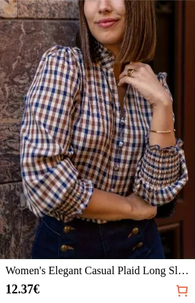 Women s Elegant Casual Plaid Long...