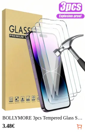 BOLLYMORE 3pcs Tempered Glass...