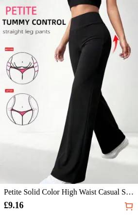 Petite Solid Color High Waist...