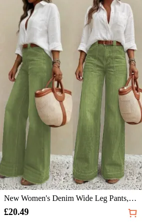 New Women s Denim Wide Leg Pants...