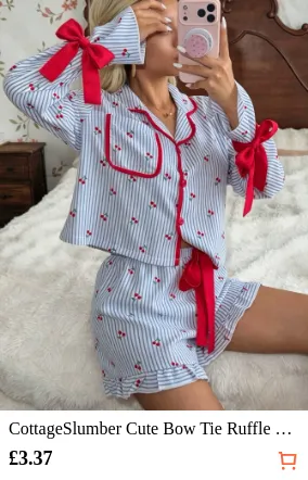 CottageSlumber Cute Bow Tie Ruffle...