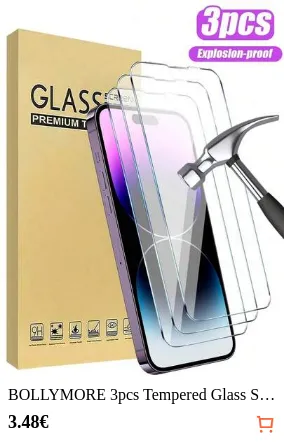 BOLLYMORE 3pcs Tempered Glass Screen Protector Compatible With 17/16/16 Plus/16 Pro/16 Pro Max/15/14/13/12/11 Pro Max/X/XS/XR/Mini/7/8/14 Plus, Ideal Gift For Birthday, Family, Friends, Shockproof