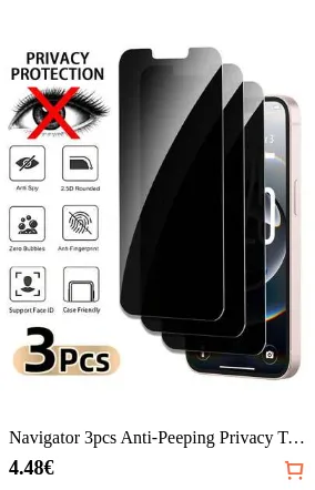 Navigator 3pcs Anti-Peeping Privacy Tempered Glass Screen Protector For Smartphone, Non-Full Screen, Shatter-Resistant, Compatible With IPhone 17Pro Max/17 17Pro/17 Air/16 Pro Max/16/16 Pro/16 Plus/15 Pro Max/15/15 Pro/15 Plus/14 Pro Max/14/14 Pro/14 Plus /13 Pro Max/13/13 Pro/12/12 Pro/12 Pro Max/11/11 Pro Max All Series