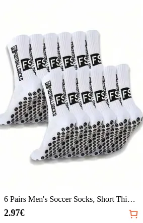 6 Pairs Men's Soccer Socks, Short Thick Terry Cloth Low-Cut High-Cut Couple Anti-Slip Socks, Mid-Calf Sports Socks, Durable, Autumn Socks 1/2/3/4/5/6 Pairs, Breathable