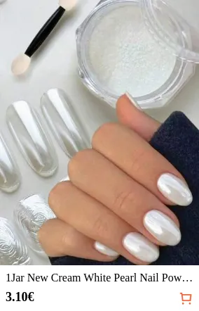 1Jar New Cream White Pearl Nail Powder Magic Mirror Aurora Moonlight Effect Rubbing Glitter Powder Super Bright Crystal Plating Powder Equipped With An Applicator