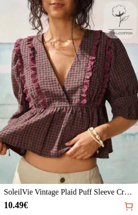 SoleilVie Vintage Plaid Puff...