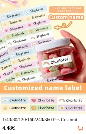 1/40/80/120/160/240/360 Pcs Customizable Personalized Name Labels, Waterproof & Oil-Proof Modern Style Stickers, Multiple Styles. Ideal For Suitcases, Home Storage, Water Bottles, Office Supplies, Birthday Gifts, Back To School