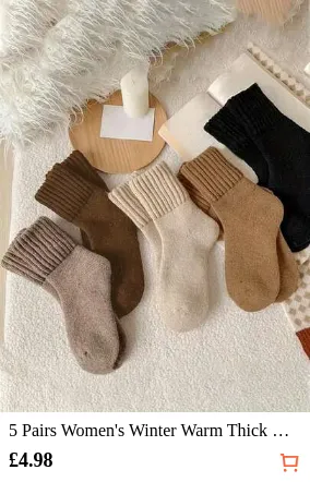 5 Pairs Women's Winter Warm Thick Knitted Soft Vintage Casual Fuzzy Socks