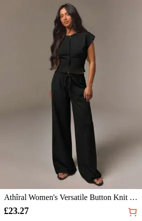 Athîral Women's Versatile Button Knit Top And Drawstring Waist Knit Pants 2 Pieces Set, Airport Casual Commute