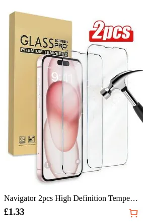 Navigator 2pcs High Definition Tempered Glass Screen Protector, High Hardness, Transparent, Anti-Scratch, Anti-Fall, Waterproof, Compatible With IPhone Duo/18 Pro Max/18 Pro/18/17e/17 Pro Max/17 Pro/17 Air/17/16 Pro Max/16 Pro/16 Plus/16/15 Pro Max/15/14/13/12 And Other Models.