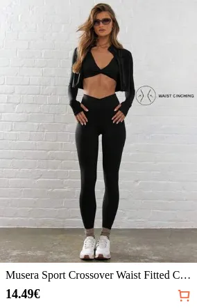 Musera Sport Crossover Waist Fitted Contour Active-Wear Leggings Workout Summer Holiday Gym Fitness Yoga Pilates Daily Casual