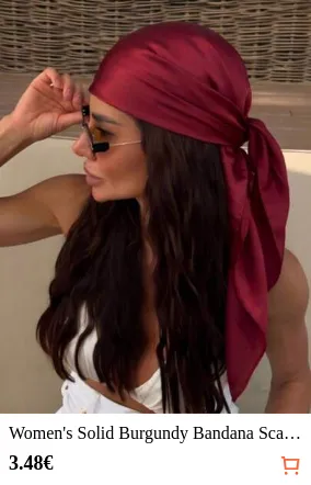 Women's Solid Burgundy Bandana Scarf, Spring Summer Hair Accessory Wrap For Vacation, Beach Party, Street Fashion
